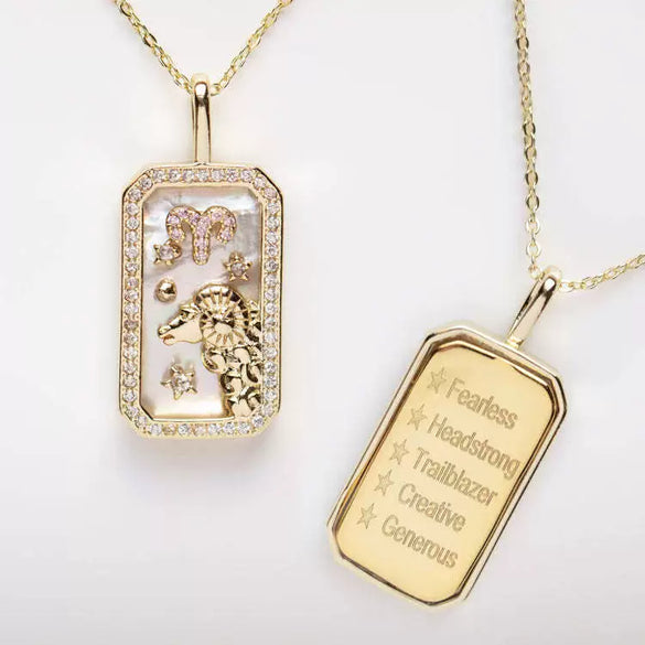 Wholesale Women's Copper O Chain Twelve Constellations Geometric Style Electroplated Necklace