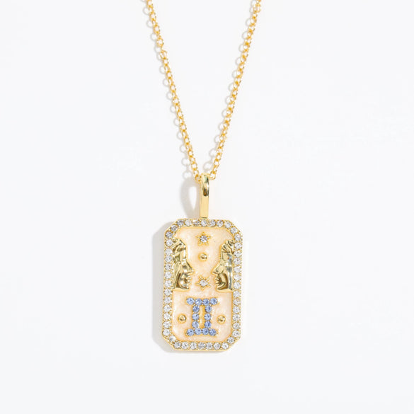 Wholesale Women's Copper O Chain Twelve Constellations Geometric Style Electroplated Necklace