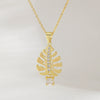 Wholesale Women's Copper O Word Chain Leaf Pattern Electroplated Casual Necklace