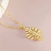 Wholesale Women's Copper O Word Chain Leaf Pattern Electroplated Casual Necklace