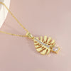 Wholesale Women's Copper O Word Chain Leaf Pattern Electroplated Casual Necklace