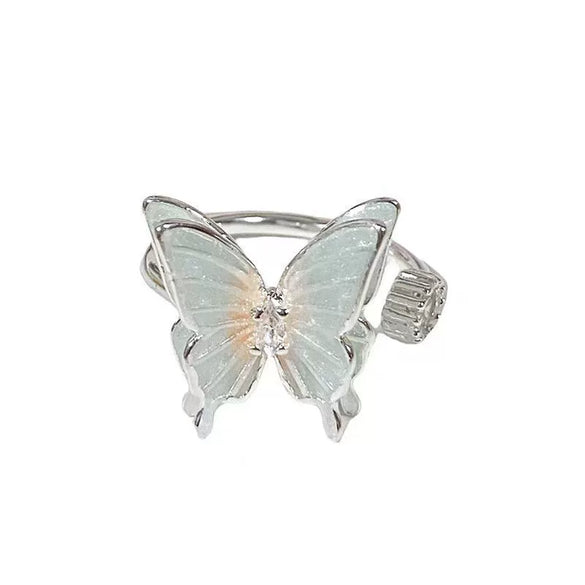Wholesale Women's Copper Open Ring With Gradient Color Butterfly Zircon And Electroplating Treatment