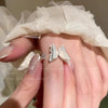 Wholesale Women's Copper Open Ring With Gradient Color Butterfly Zircon And Electroplating Treatment
