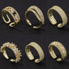 Wholesale Women's Copper Open Ring With Vintage Carved Geometric Pattern And Microinlaid Diamond Electroplated