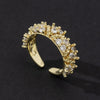 Wholesale Women's Copper Open Ring With Vintage Carved Geometric Pattern And Microinlaid Diamond Electroplated