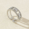Wholesale Women's Copper Open Ring With Vintage Carved Geometric Pattern And Microinlaid Diamond Electroplated