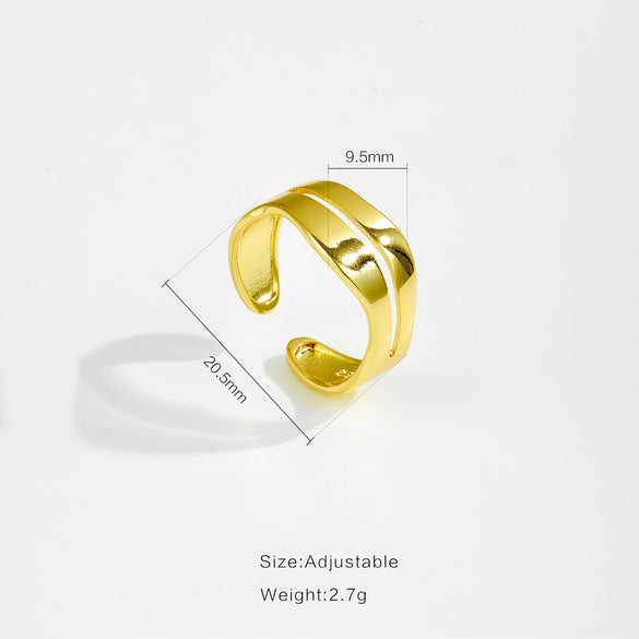 Wholesale Women's Copper Opening Adjustable Ring Geometric Style Electroplated