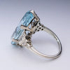 Wholesale Women's Copper Oval Blue Crystal Ring With Inlaid Zircon And Geometric Design