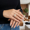Wholesale Women's Copper Pearl Ring With Diamondencrusted Design And Geometric Pattern Electroplated In Modern Minimalist Style