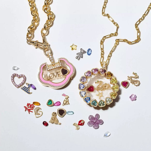 Wholesale Women's Copper Pendant Necklace With Heart Shape And Mixed Gemstone Setting And Diamond Design