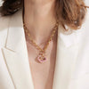 Wholesale Women's Copper Pendant Necklace With Heart Shape And Mixed Gemstone Setting And Diamond Design