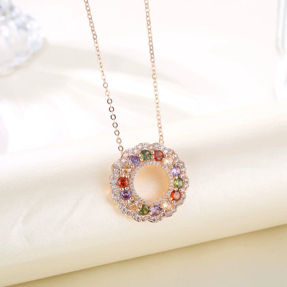 Wholesale Women's Copper Planet Pendant Necklace With Zirconia Ochain Geometric Letters Numbers Text Design