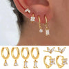 Wholesale Women's Copper Plated Geometric Square And Star Shape Fourpiece Earrings