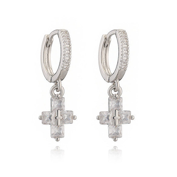 Wholesale Women's Copper Plated 18K Gold Geometric Cross Earrings