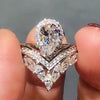 Wholesale Women's Copper Plated Platinum Drop Shaped Zircon Inlaid Engagement Ring