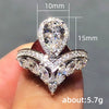 Wholesale Women's Copper Plated Platinum Drop Shaped Zircon Inlaid Engagement Ring