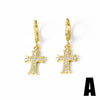 Wholesale Women's Copper Plated Real Gold Geometric Cross Pendant Earrings With Full Zircon Electroplating