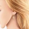 Wholesale Women's Copper Plated Real Gold Geometric Cross Pendant Earrings With Full Zircon Electroplating