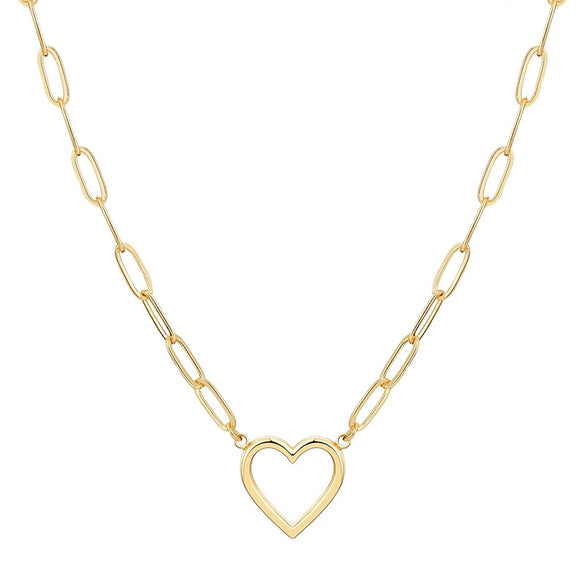 Wholesale Women's Copper Plated Real Gold Peach Heart Geometric Style Necklace