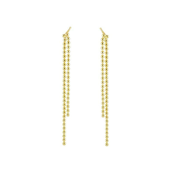 Wholesale Women's Copper Plated With Real Gold Microinlaid Zircon Ushape Geometric Tassel Earrings