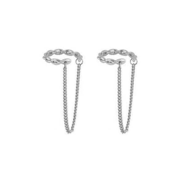 Wholesale Women's Copper Plated With Real Gold Microinlaid Zircon Ushape Geometric Tassel Earrings