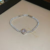 Wholesale Women's Copper Real Gold Electroplated Zircon Inlaid Geometric Flower Bracelet Sweet Style