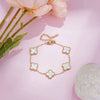 Wholesale Women's Copper Real Gold Electroplated Zircon Inlaid Geometric Flower Bracelet Sweet Style