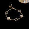 Wholesale Women's Copper Real Gold Electroplated Zircon Inlaid Geometric Flower Bracelet Sweet Style