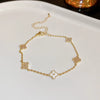 Wholesale Women's Copper Real Gold Electroplated Zircon Inlaid Geometric Flower Bracelet Sweet Style