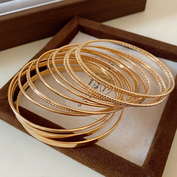 Wholesale Women's Copper Real Gold Electroplated Zircon Open Bracelet 3 Piece Set Minimalist Design