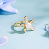 Wholesale Women's Copper Real Pearl Butterfly Ring With Geometric And Insect Pattern Electroplated