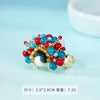 Wholesale Women's Copper Real Pearl Butterfly Ring With Geometric And Insect Pattern Electroplated