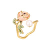 Wholesale Women's Copper Real Pearl Butterfly Ring With Geometric And Insect Pattern Electroplated