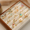 Wholesale Women's Copper Real Pearl Butterfly Ring With Geometric And Insect Pattern Electroplated