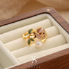 Wholesale Women's Copper Real Pearl Butterfly Ring With Geometric And Insect Pattern Electroplated