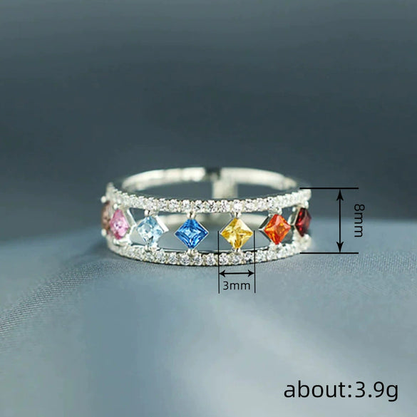 Wholesale Women's Copper Rhombus Geometric Doublelayer Ring With Zirconia