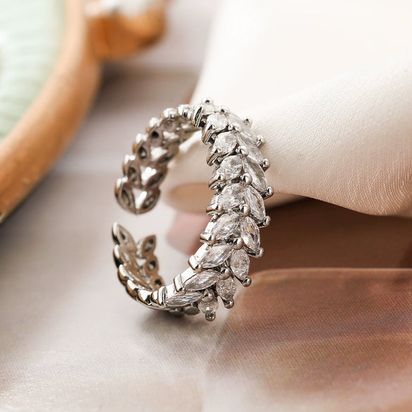 Wholesale Women's Copper Ring Geometric Pattern Real Gold Inlaid Zircon Retro Style
