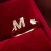Wholesale Women's Copper Ring With English Alphabet Microinlaid Zircon And Electroplating Fashion Style
