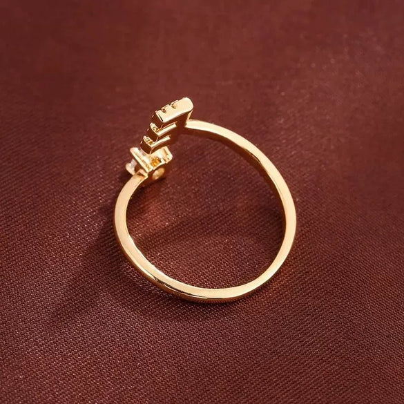 Wholesale Women's Copper Ring With English Alphabet Microinlaid Zircon And Electroplating Fashion Style