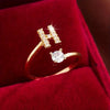 Wholesale Women's Copper Ring With English Alphabet Microinlaid Zircon And Electroplating Fashion Style