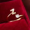 Wholesale Women's Copper Ring With English Alphabet Microinlaid Zircon And Electroplating Fashion Style