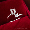 Wholesale Women's Copper Ring With English Alphabet Microinlaid Zircon And Electroplating Fashion Style