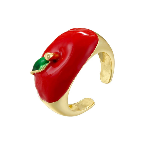Wholesale Women's Copper Ring With Fruit Shape And Dripping Oil Design Creative And Colorful