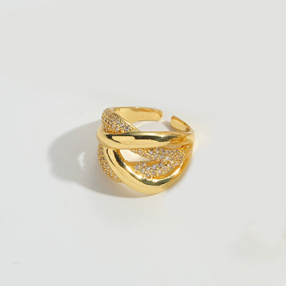 Wholesale Women's Copper Ring With Geometric Design And Zirconia Minimalist Style
