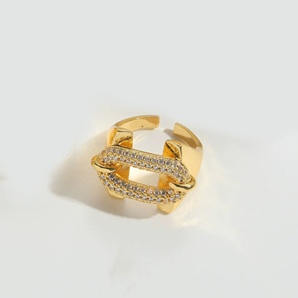 Wholesale Women's Copper Ring With Geometric Design And Zirconia Minimalist Style