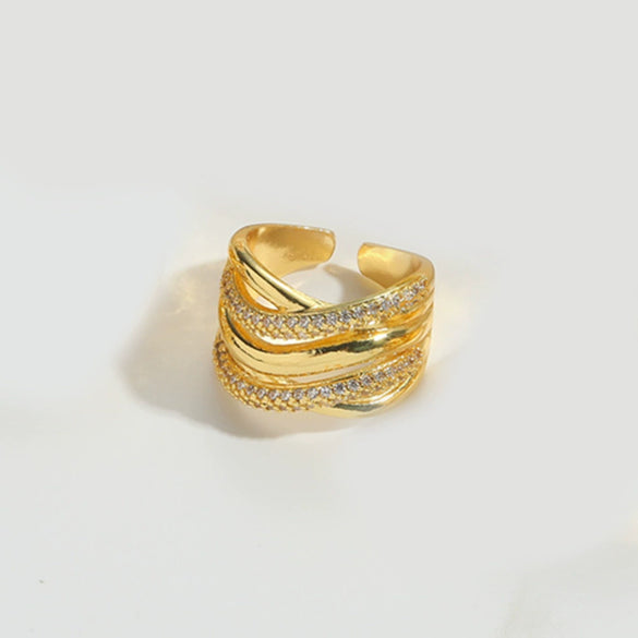 Wholesale Women's Copper Ring With Geometric Design And Zirconia Minimalist Style