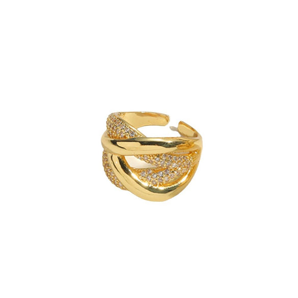 Wholesale Women's Copper Ring With Geometric Design And Zirconia Minimalist Style