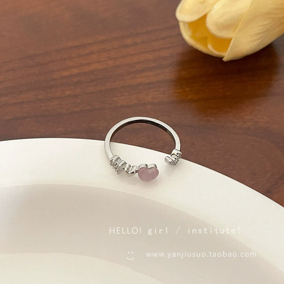 Wholesale Women's Copper Ring With Geometric Heart Shape Flower And Bow Patterns Retro Niche Design Electroplating Process