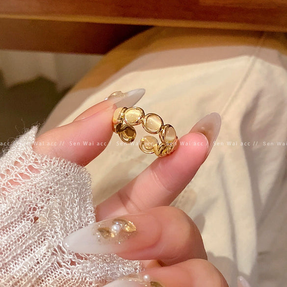 Wholesale Women's Copper Ring With Geometric Heart Shape Flower And Bow Patterns Retro Niche Design Electroplating Process