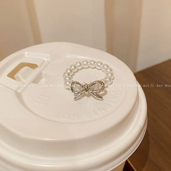 Wholesale Women's Copper Ring With Geometric Heart Shape Flower And Bow Patterns Retro Niche Design Electroplating Process